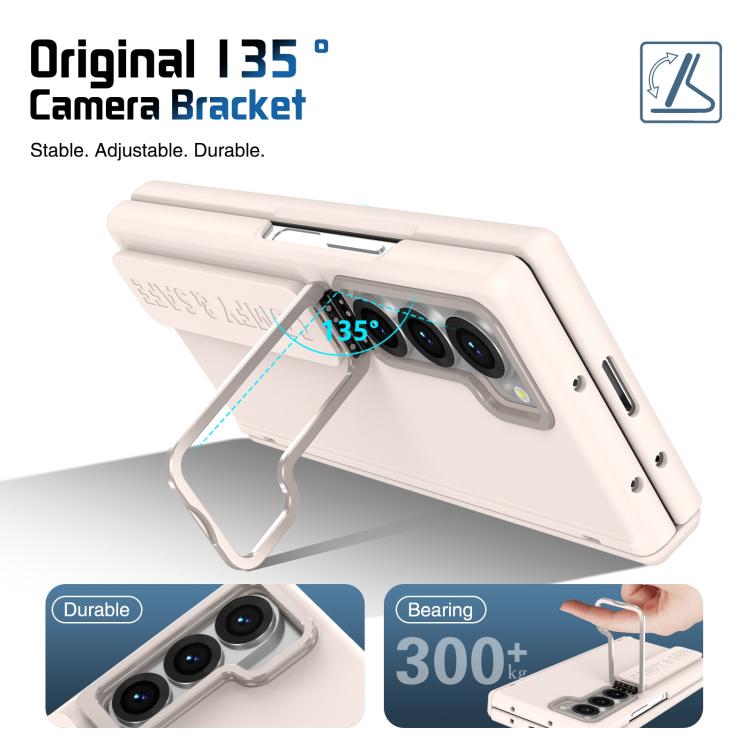 For Samsung Galaxy Z Fold6 Film Integrated Lens Frame Bracket Phone Case with Wristband