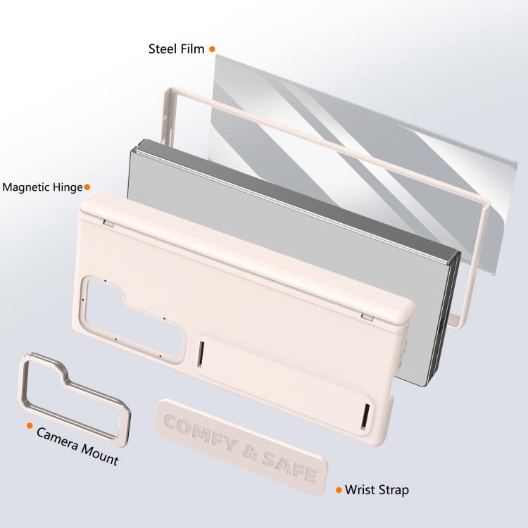 For Samsung Galaxy Z Fold6 Film Integrated Lens Frame Bracket Phone Case with Wristband