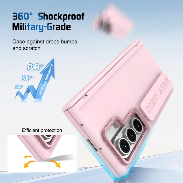 For Samsung Galaxy Z Fold7 Film Integrated Lens Frame Bracket Phone Case with Wristband