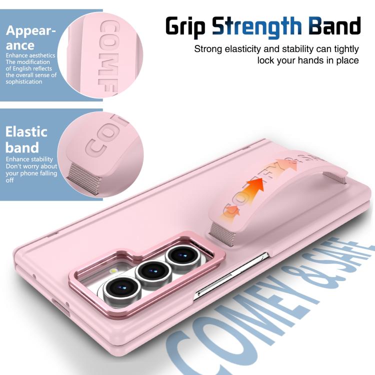 For Samsung Galaxy Z Fold7 Film Integrated Lens Frame Bracket Phone Case with Wristband