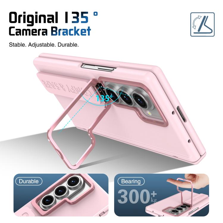For Samsung Galaxy Z Fold7 Film Integrated Lens Frame Bracket Phone Case with Wristband