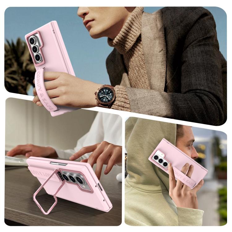 For Samsung Galaxy Z Fold7 Film Integrated Lens Frame Bracket Phone Case with Wristband