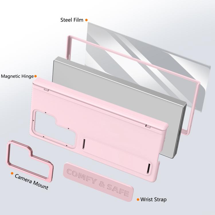 For Samsung Galaxy Z Fold7 Film Integrated Lens Frame Bracket Phone Case with Wristband