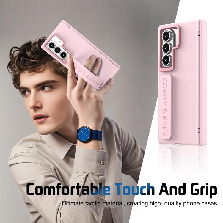 For Samsung Galaxy Z Fold7 Film Integrated Lens Frame Bracket Phone Case with Wristband