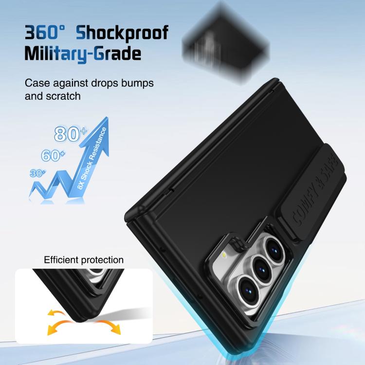 For Samsung Galaxy Z Fold7 Film Integrated Lens Frame Bracket Phone Case with Wristband