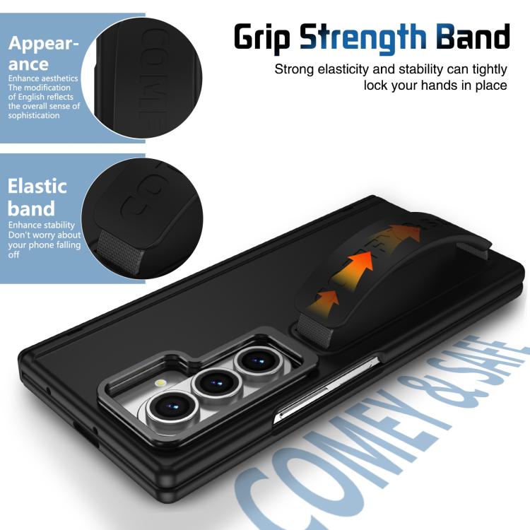 For Samsung Galaxy Z Fold7 Film Integrated Lens Frame Bracket Phone Case with Wristband