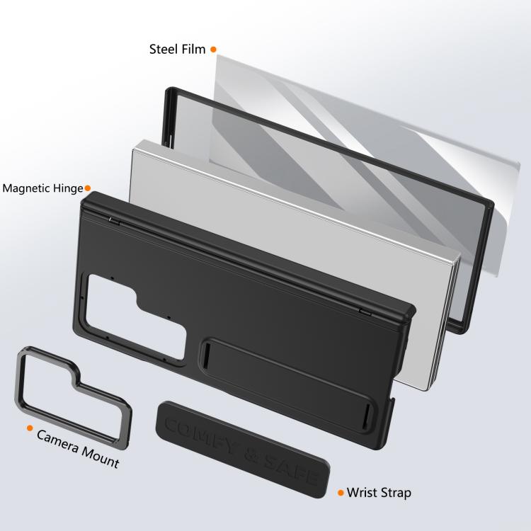 For Samsung Galaxy Z Fold7 Film Integrated Lens Frame Bracket Phone Case with Wristband