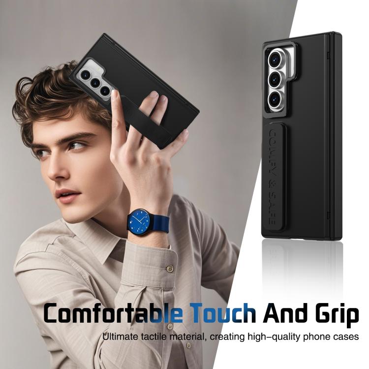For Samsung Galaxy Z Fold7 Film Integrated Lens Frame Bracket Phone Case with Wristband