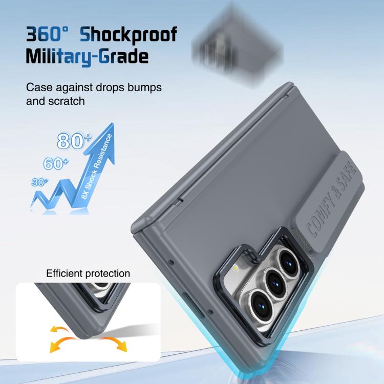 For Samsung Galaxy Z Fold7 Film Integrated Lens Frame Bracket Phone Case with Wristband