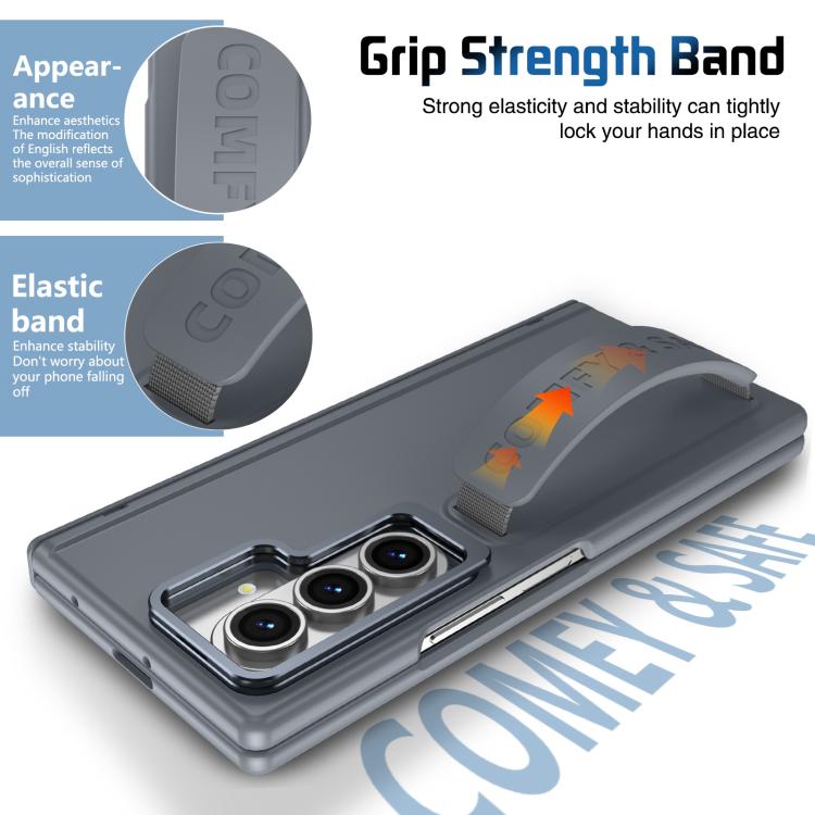 For Samsung Galaxy Z Fold7 Film Integrated Lens Frame Bracket Phone Case with Wristband