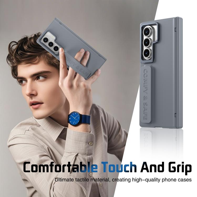 For Samsung Galaxy Z Fold7 Film Integrated Lens Frame Bracket Phone Case with Wristband