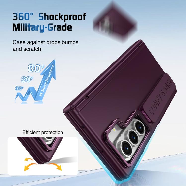 For Samsung Galaxy Z Fold7 Film Integrated Lens Frame Bracket Phone Case with Wristband