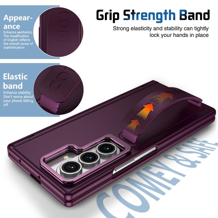 For Samsung Galaxy Z Fold7 Film Integrated Lens Frame Bracket Phone Case with Wristband