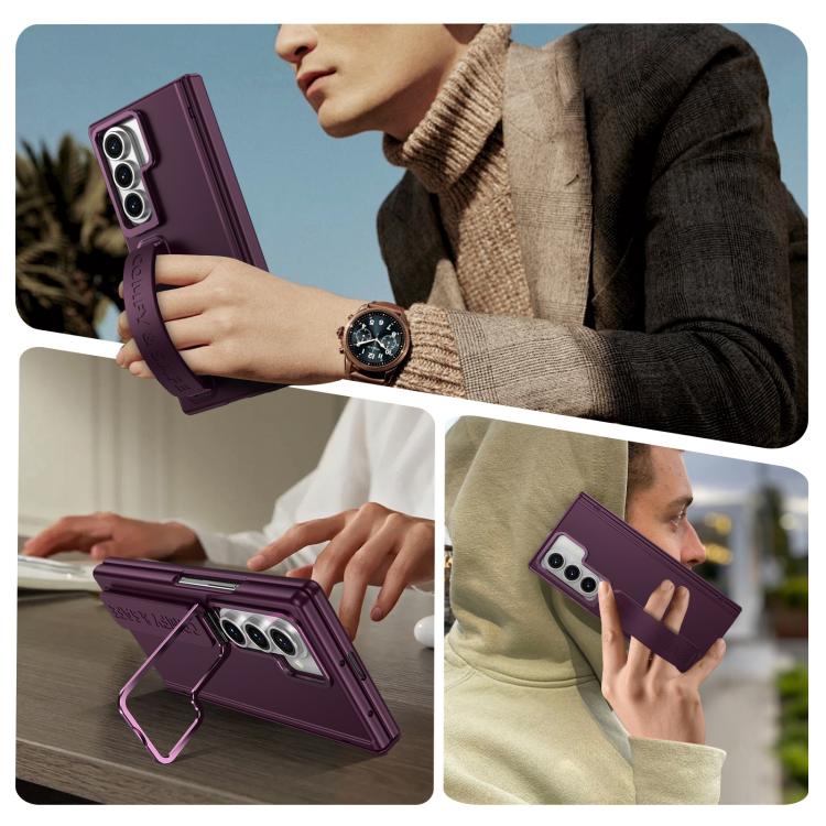 For Samsung Galaxy Z Fold7 Film Integrated Lens Frame Bracket Phone Case with Wristband