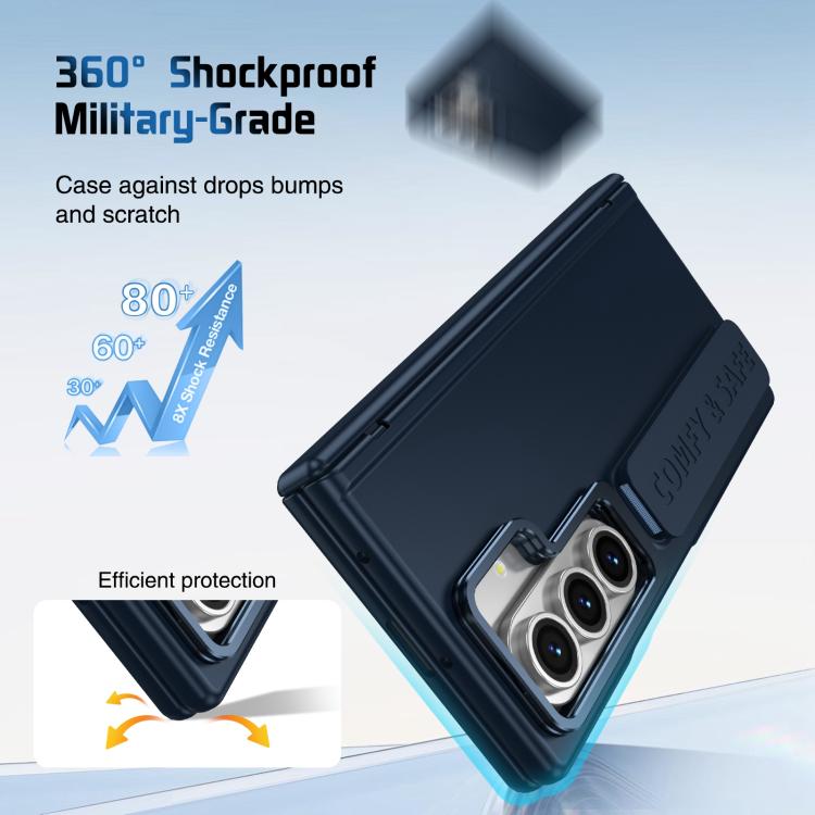 For Samsung Galaxy Z Fold7 Film Integrated Lens Frame Bracket Phone Case with Wristband