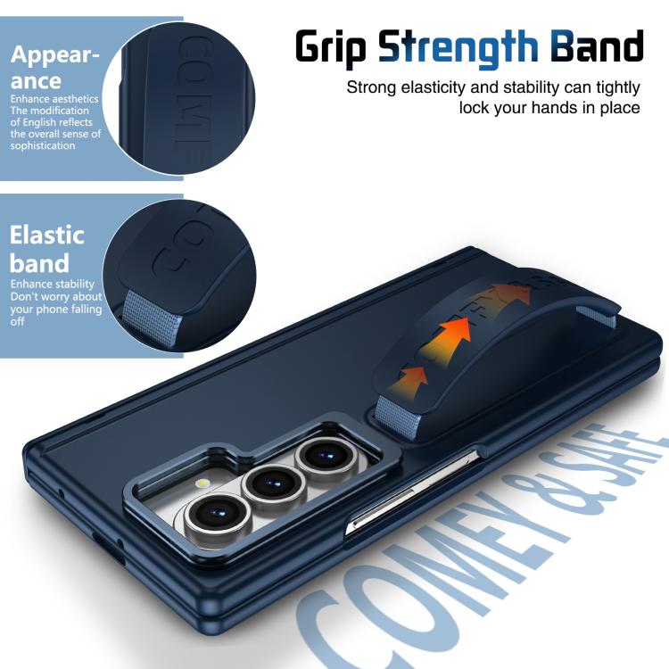 For Samsung Galaxy Z Fold7 Film Integrated Lens Frame Bracket Phone Case with Wristband