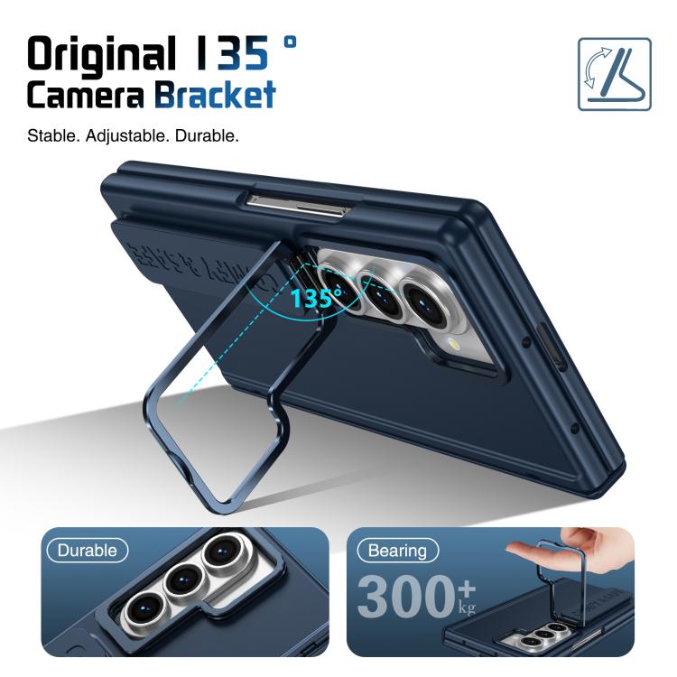For Samsung Galaxy Z Fold7 Film Integrated Lens Frame Bracket Phone Case with Wristband