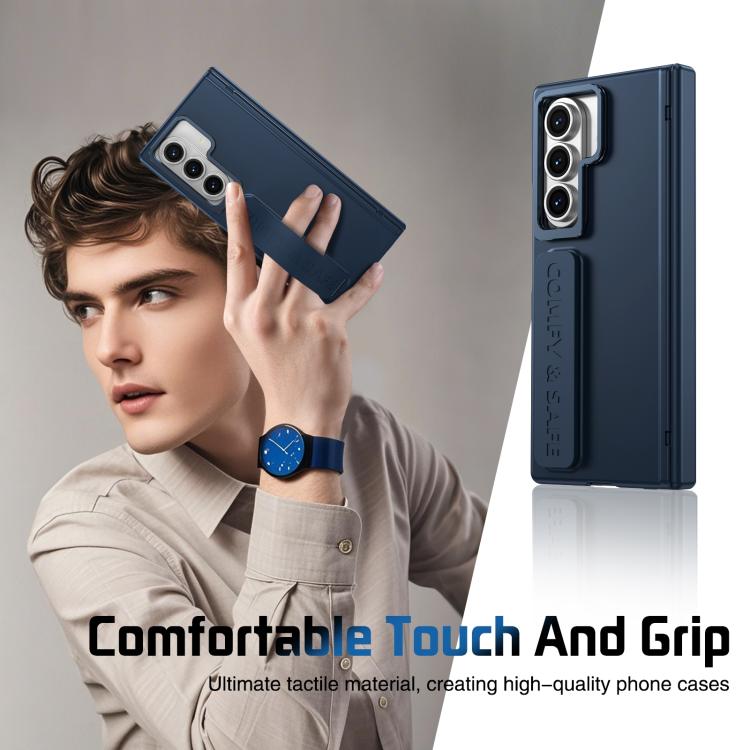 For Samsung Galaxy Z Fold7 Film Integrated Lens Frame Bracket Phone Case with Wristband