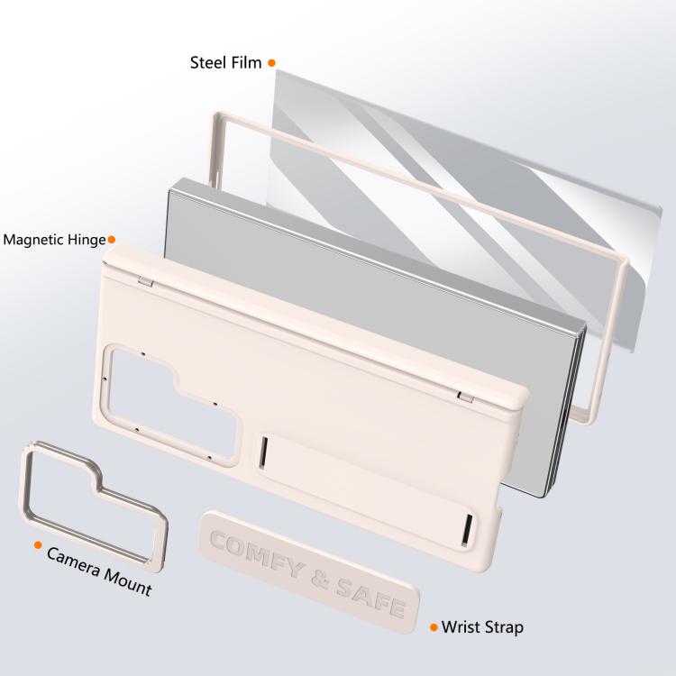 For Samsung Galaxy Z Fold7 Film Integrated Lens Frame Bracket Phone Case with Wristband