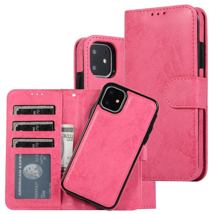 For iPhone 11 KLT888-2 Retro 2 in 1 Detachable Magnetic Horizontal Flip TPU + PU Leather Case with Holder & Card Slots & Photo Frame & Wallet