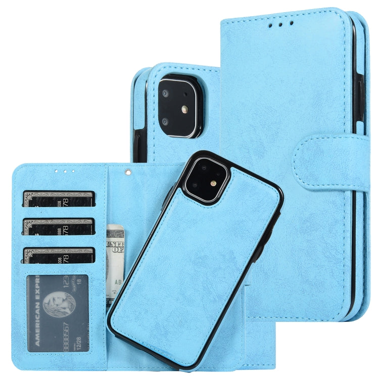 For iPhone 11 KLT888-2 Retro 2 in 1 Detachable Magnetic Horizontal Flip TPU + PU Leather Case with Holder & Card Slots & Photo Frame & Wallet