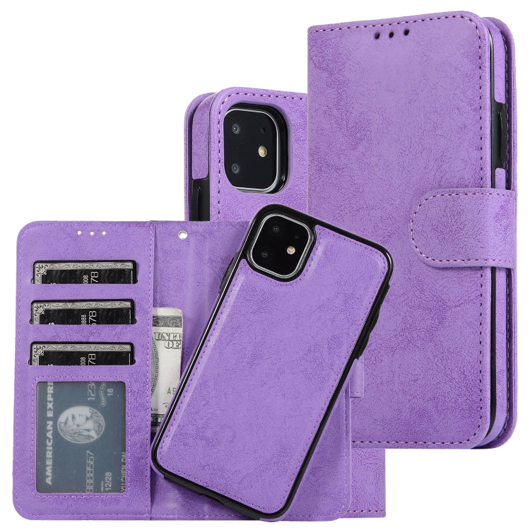 For iPhone 11 KLT888-2 Retro 2 in 1 Detachable Magnetic Horizontal Flip TPU + PU Leather Case with Holder & Card Slots & Photo Frame & Wallet