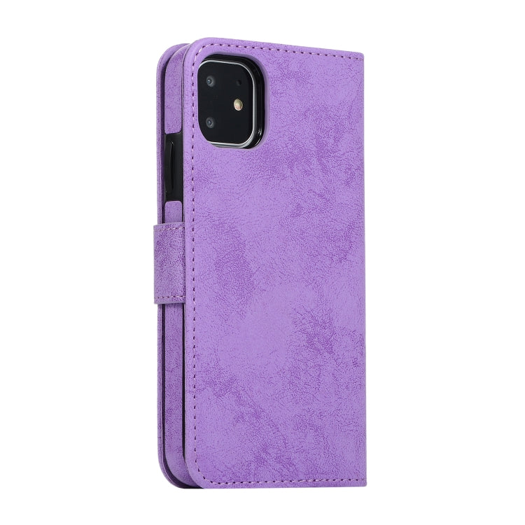 For iPhone 11 KLT888-2 Retro 2 in 1 Detachable Magnetic Horizontal Flip TPU + PU Leather Case with Holder & Card Slots & Photo Frame & Wallet