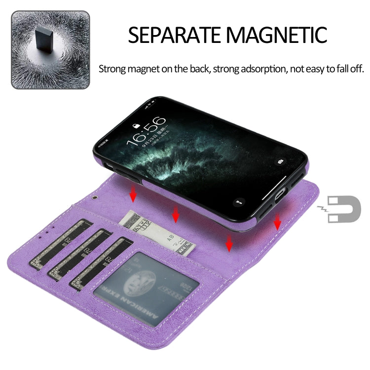 For iPhone 11 KLT888-2 Retro 2 in 1 Detachable Magnetic Horizontal Flip TPU + PU Leather Case with Holder & Card Slots & Photo Frame & Wallet