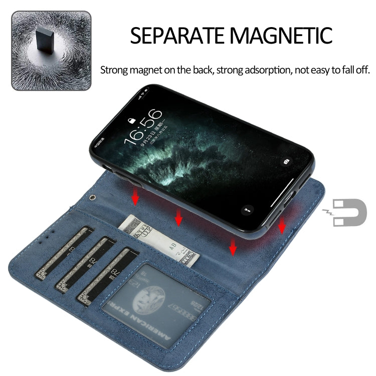 For iPhone 11 KLT888-2 Retro 2 in 1 Detachable Magnetic Horizontal Flip TPU + PU Leather Case with Holder & Card Slots & Photo Frame & Wallet