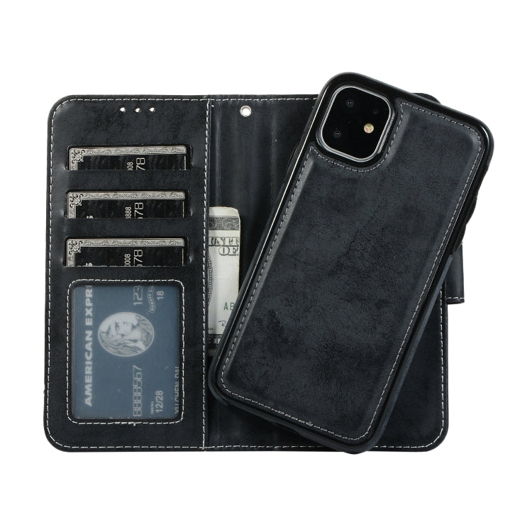 For iPhone 11 KLT888-2 Retro 2 in 1 Detachable Magnetic Horizontal Flip TPU + PU Leather Case with Holder & Card Slots & Photo Frame & Wallet