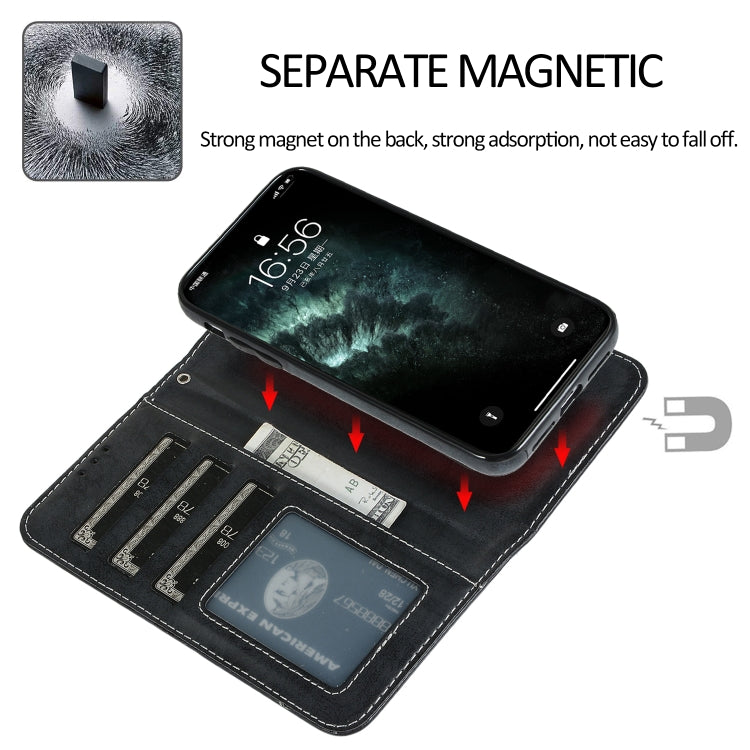 For iPhone 11 KLT888-2 Retro 2 in 1 Detachable Magnetic Horizontal Flip TPU + PU Leather Case with Holder & Card Slots & Photo Frame & Wallet