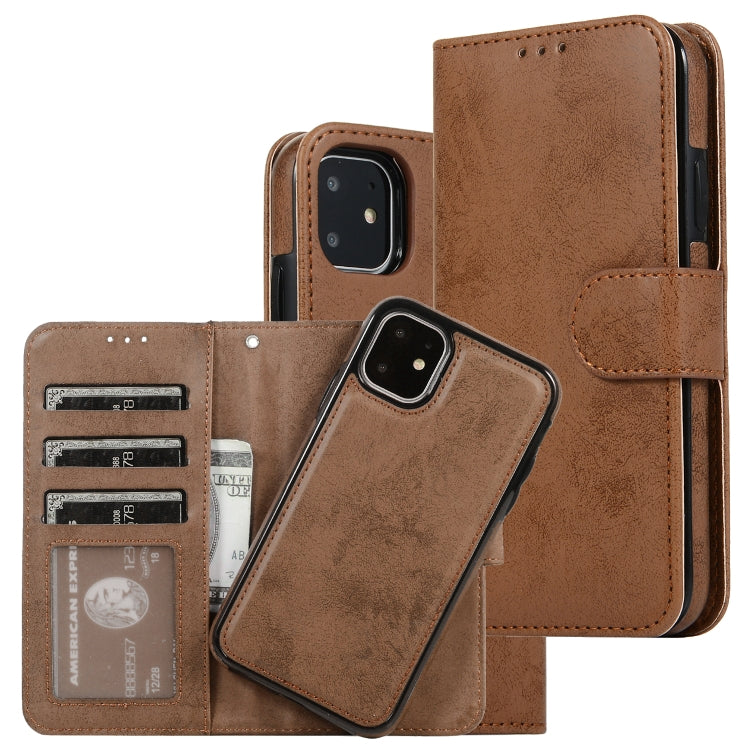 For iPhone 11 KLT888-2 Retro 2 in 1 Detachable Magnetic Horizontal Flip TPU + PU Leather Case with Holder & Card Slots & Photo Frame & Wallet