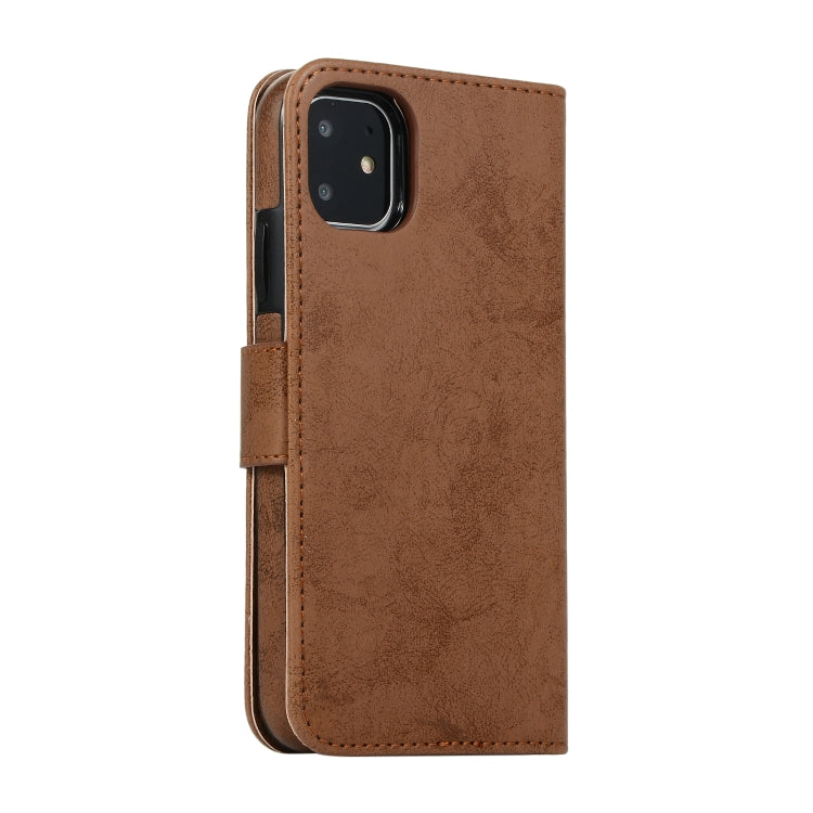 For iPhone 11 KLT888-2 Retro 2 in 1 Detachable Magnetic Horizontal Flip TPU + PU Leather Case with Holder & Card Slots & Photo Frame & Wallet