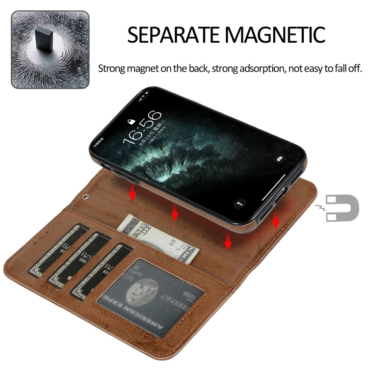For iPhone 11 KLT888-2 Retro 2 in 1 Detachable Magnetic Horizontal Flip TPU + PU Leather Case with Holder & Card Slots & Photo Frame & Wallet