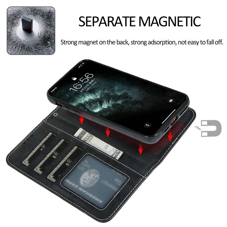 For iPhone 11 Pro KLT888-2 Retro 2 in 1 Detachable Magnetic Horizontal Flip TPU + PU Leather Case with Holder & Card Slots & Photo Frame & Wallet