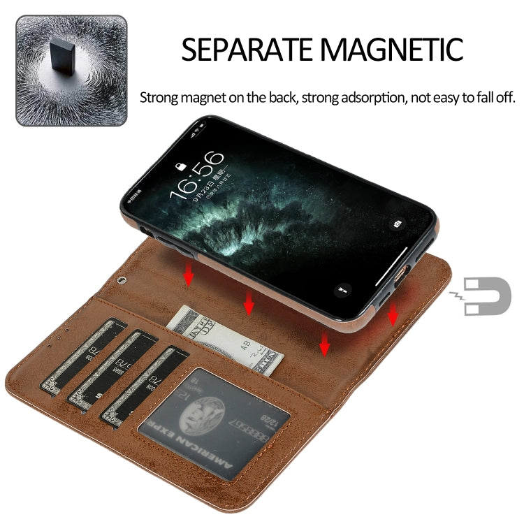 For iPhone 11 Pro KLT888-2 Retro 2 in 1 Detachable Magnetic Horizontal Flip TPU + PU Leather Case with Holder & Card Slots & Photo Frame & Wallet