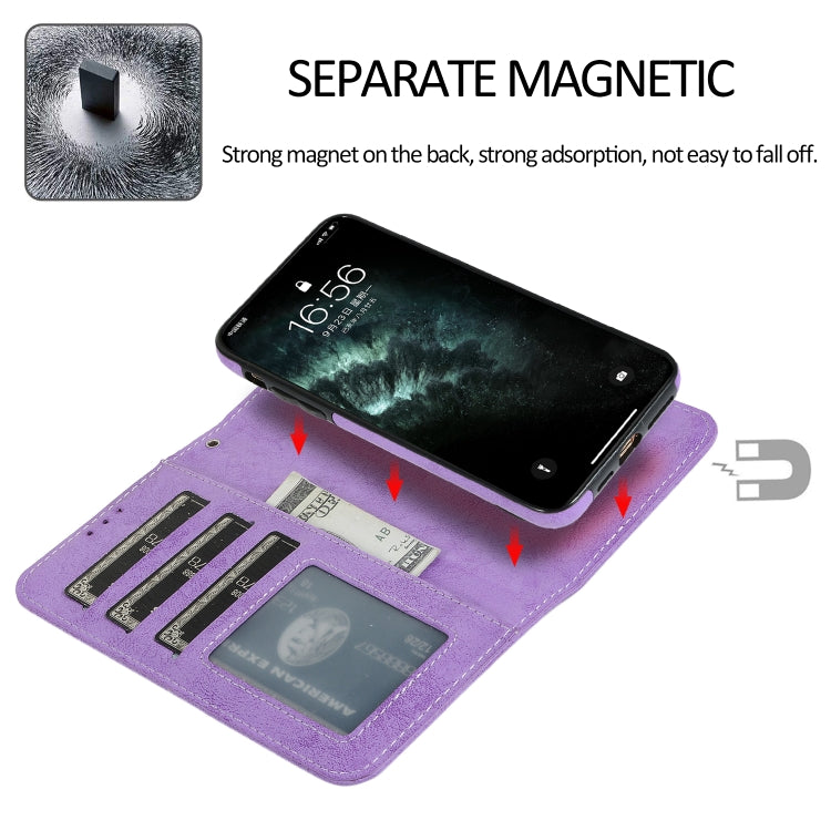 For iPhone 11 Pro Max KLT888-2 Retro 2 in 1 Detachable Magnetic Horizontal Flip TPU + PU Leather Case with Holder & Card Slots & Photo Frame & Wallet