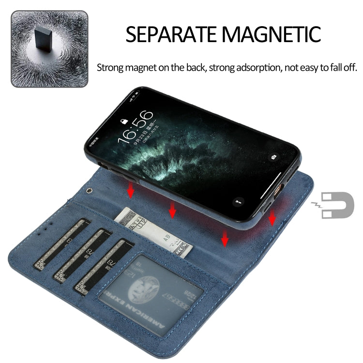 For iPhone 11 Pro Max KLT888-2 Retro 2 in 1 Detachable Magnetic Horizontal Flip TPU + PU Leather Case with Holder & Card Slots & Photo Frame & Wallet