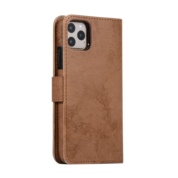 For iPhone 11 Pro Max KLT888-2 Retro 2 in 1 Detachable Magnetic Horizontal Flip TPU + PU Leather Case with Holder & Card Slots & Photo Frame & Wallet
