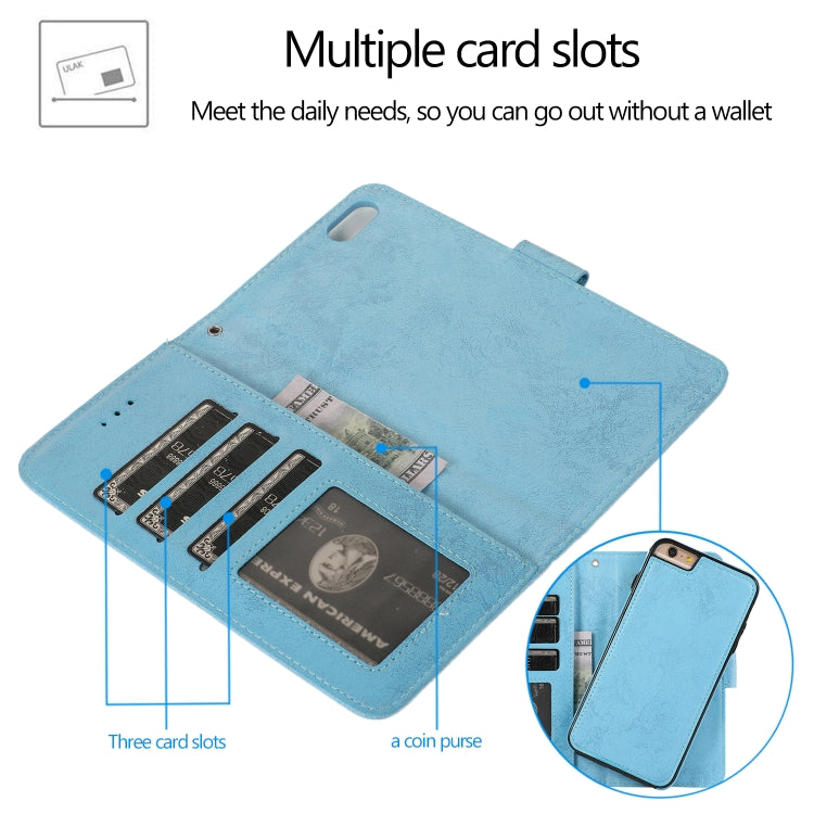 For iPhone 6 KLT888-2 Retro 2 in 1 Detachable Magnetic Horizontal Flip TPU + PU Leather Case with Holder & Card Slots & Photo Frame & Wallet