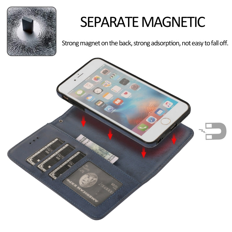 For iPhone 6 KLT888-2 Retro 2 in 1 Detachable Magnetic Horizontal Flip TPU + PU Leather Case with Holder & Card Slots & Photo Frame & Wallet