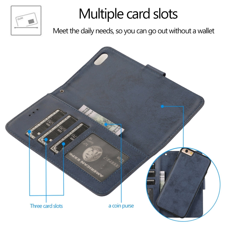 For iPhone 6 KLT888-2 Retro 2 in 1 Detachable Magnetic Horizontal Flip TPU + PU Leather Case with Holder & Card Slots & Photo Frame & Wallet