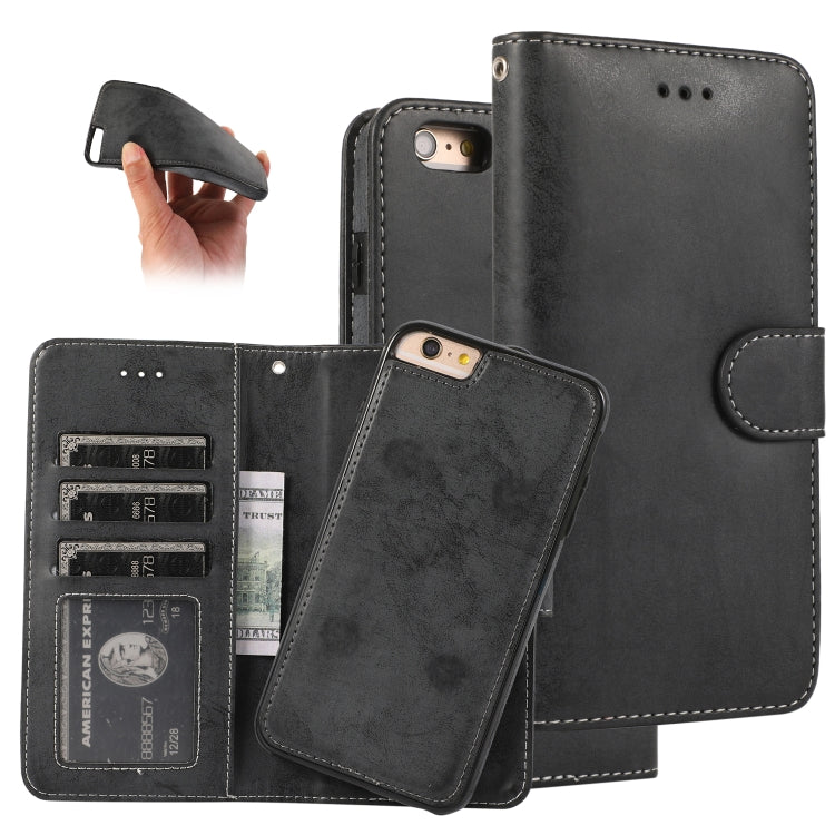 For iPhone 6 KLT888-2 Retro 2 in 1 Detachable Magnetic Horizontal Flip TPU + PU Leather Case with Holder & Card Slots & Photo Frame & Wallet