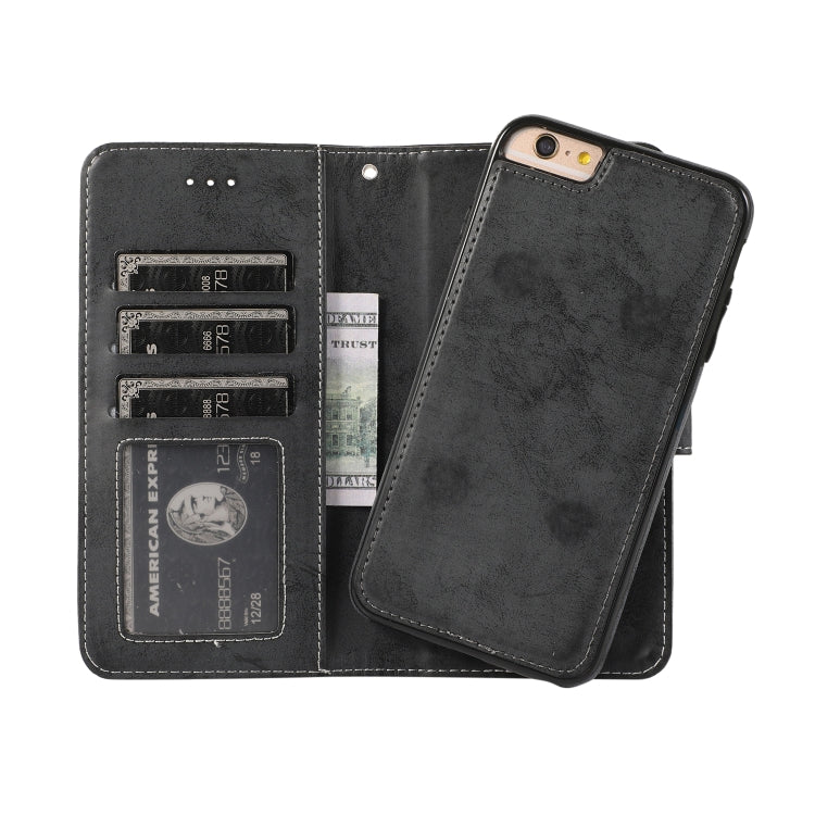 For iPhone 6 KLT888-2 Retro 2 in 1 Detachable Magnetic Horizontal Flip TPU + PU Leather Case with Holder & Card Slots & Photo Frame & Wallet