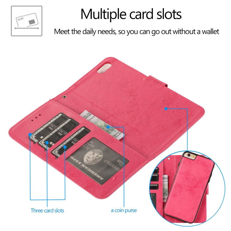 For iPhone 6 Plus KLT888-2 Retro 2 in 1 Detachable Magnetic Horizontal Flip TPU + PU Leather Case with Holder & Card Slots & Photo Frame & Wallet