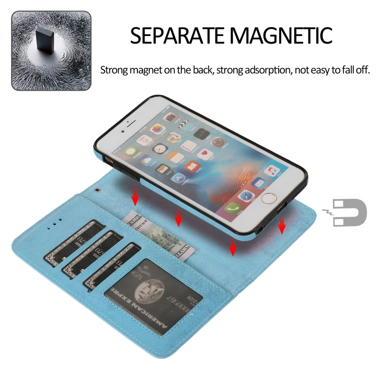 For iPhone 6 Plus KLT888-2 Retro 2 in 1 Detachable Magnetic Horizontal Flip TPU + PU Leather Case with Holder & Card Slots & Photo Frame & Wallet