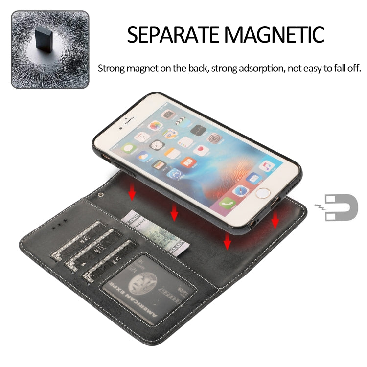 For iPhone 6 Plus KLT888-2 Retro 2 in 1 Detachable Magnetic Horizontal Flip TPU + PU Leather Case with Holder & Card Slots & Photo Frame & Wallet