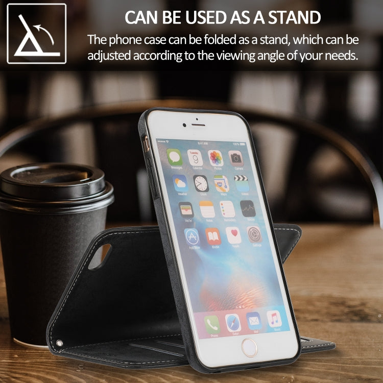 For iPhone 6 Plus KLT888-2 Retro 2 in 1 Detachable Magnetic Horizontal Flip TPU + PU Leather Case with Holder & Card Slots & Photo Frame & Wallet