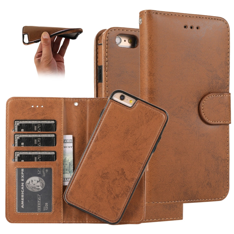 For iPhone 6 Plus KLT888-2 Retro 2 in 1 Detachable Magnetic Horizontal Flip TPU + PU Leather Case with Holder & Card Slots & Photo Frame & Wallet