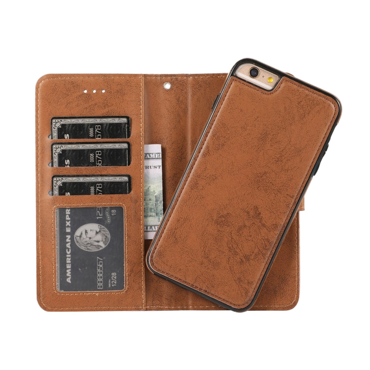 For iPhone 6 Plus KLT888-2 Retro 2 in 1 Detachable Magnetic Horizontal Flip TPU + PU Leather Case with Holder & Card Slots & Photo Frame & Wallet